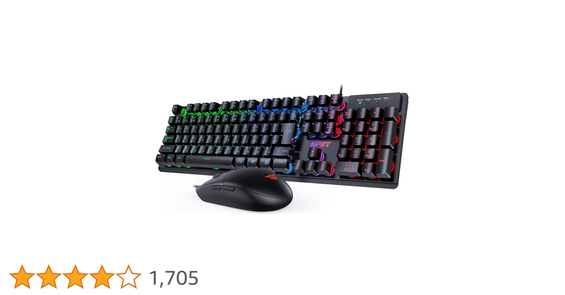 Amazon | NPET キーボード マウス セット ゲーミング LED バックライト